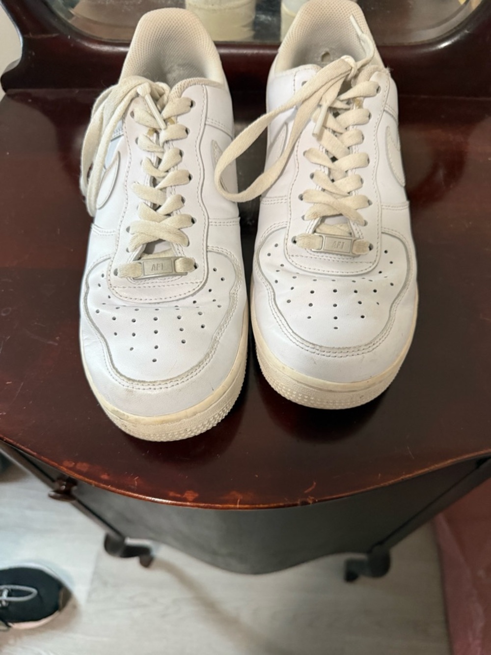 Nike White Leather white on white Air Force Ones